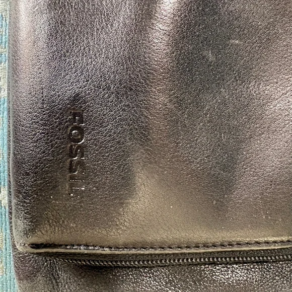 VTG Fossil Black Leather Crossbody Bag One Size - Picture 4 of 7